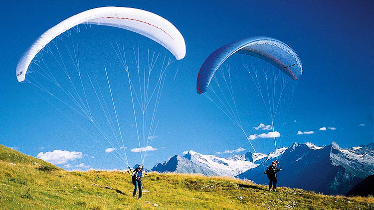 Paragliding above Finkenberg in the summer